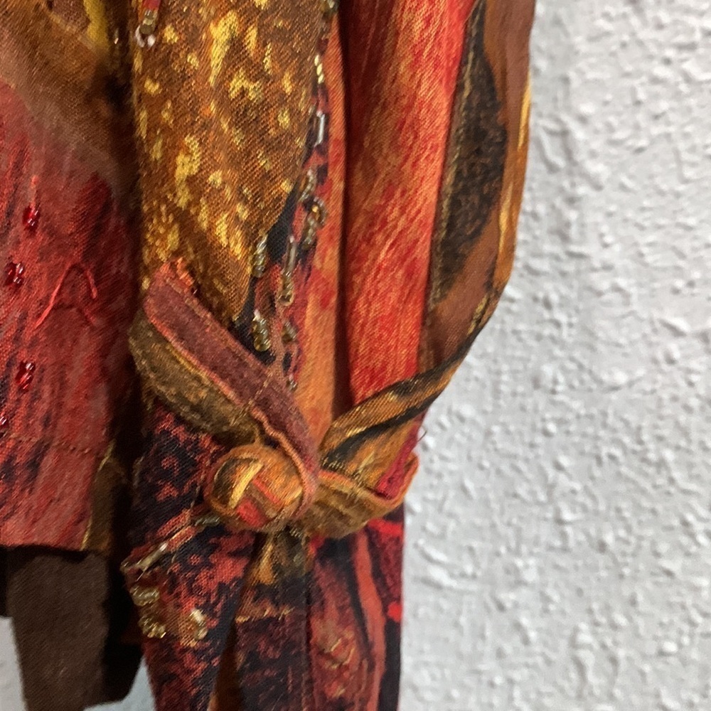 Bop Fall Multiple Print Overlay Beaded Pull-Over … - image 3